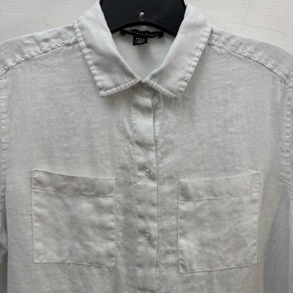Saks Fifth Avenue White Linen Shirt Dress Size S - Picture 3 of 10